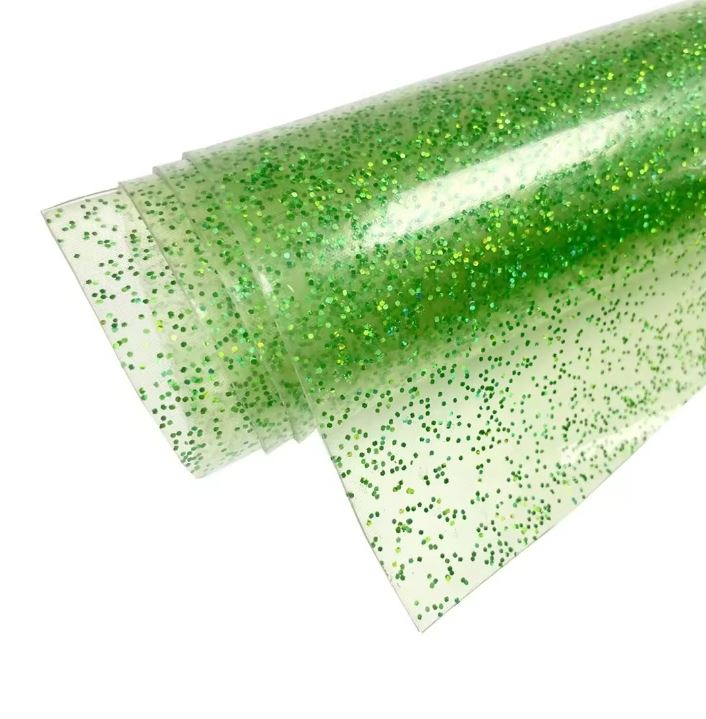 Colorful Laser Round Grain Glitter TPU Artificial Leather For Bags