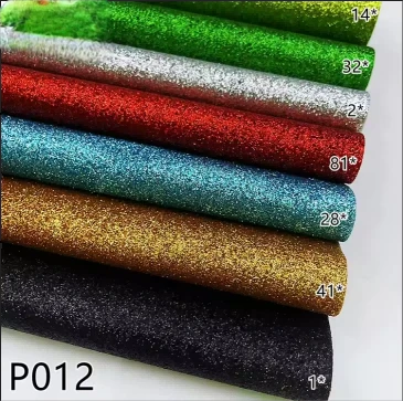 P012 Kulit Buatan PU Polos Glitter Chunky Untuk Sepatu, Tas Tangan