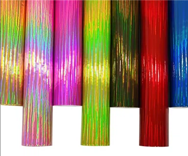 Mengubah Kain Kulit Buatan PU Permukaan PVC Reflektif Cermin Holografik