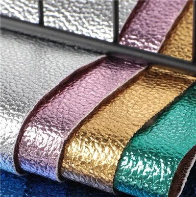 Kain Kulit Sintetis Imitasi Vinyl Glitter Multiwarna PU Fashion untuk Bagian Atas Sepatu